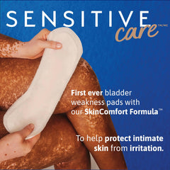 TENA Sensitive Care Ultra Thin Long pad skinfeel close-up highlighting SkinComfort formula