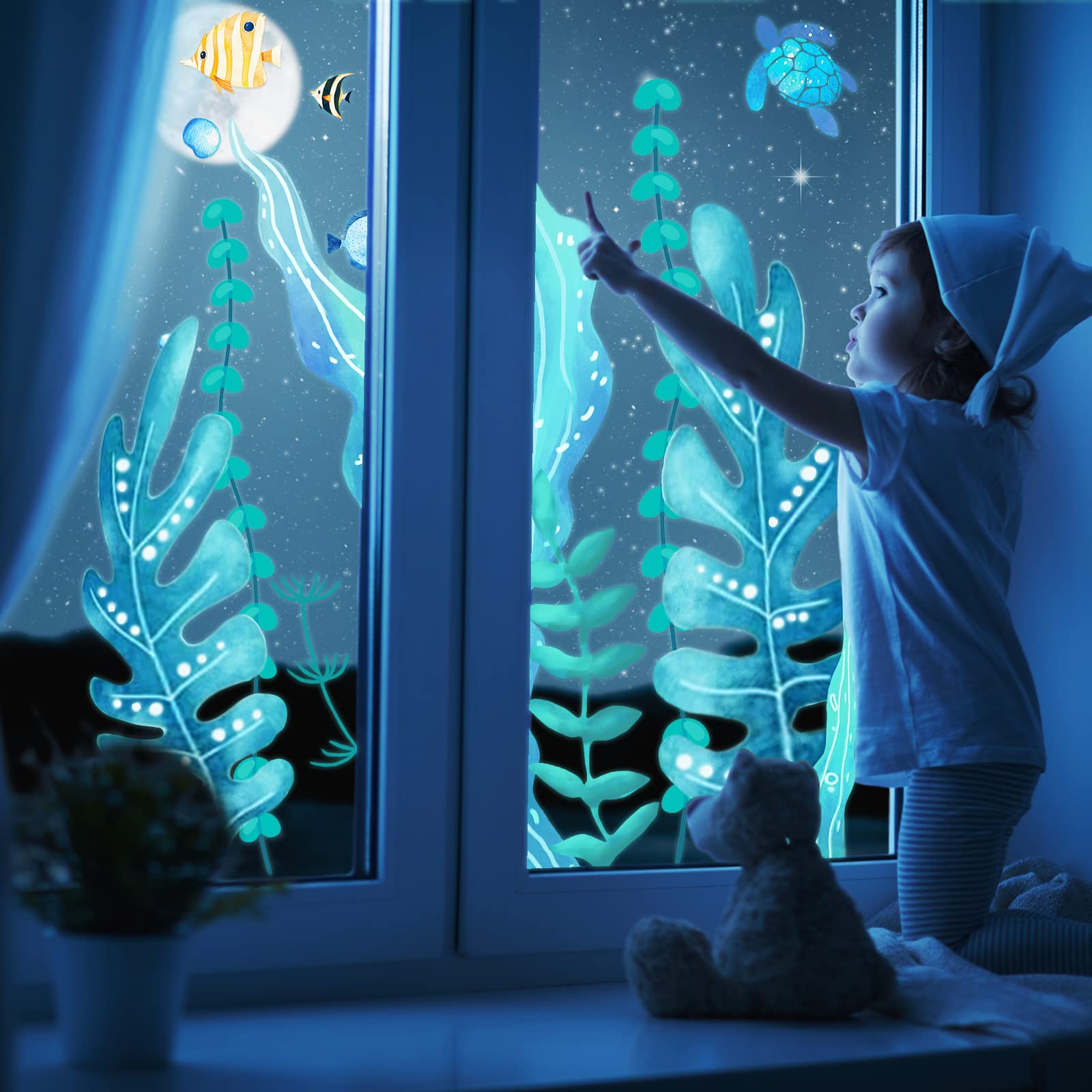 Tenare 3D ocean grass seaweed decals add depth to walls