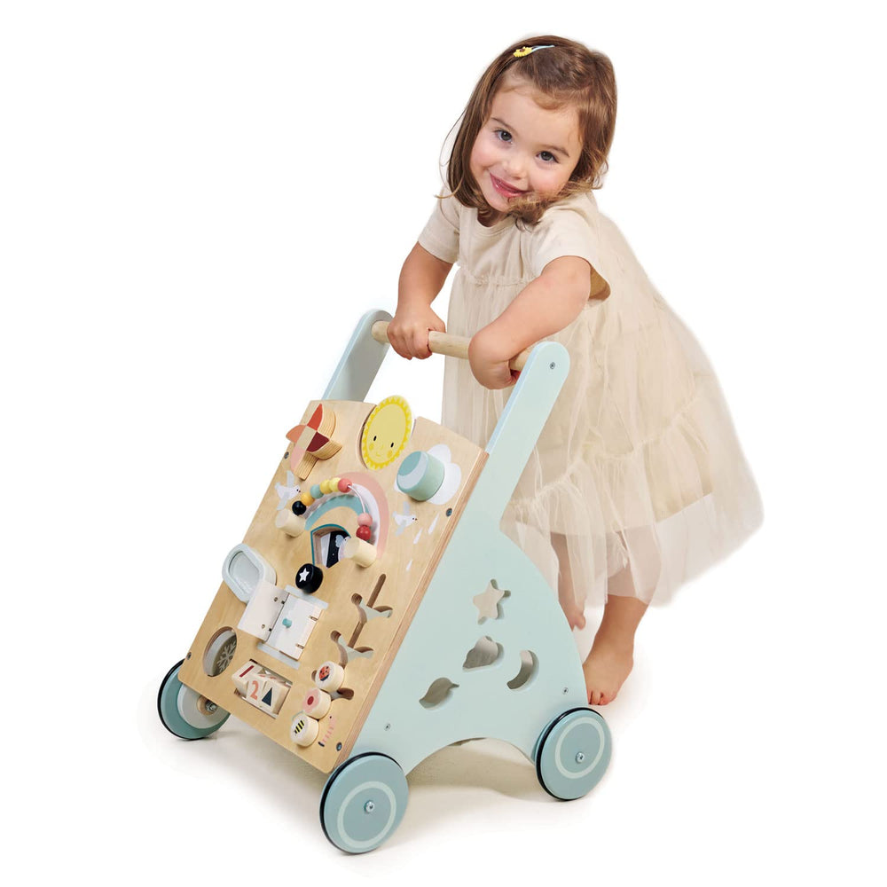 Tender Leaf Toys Sunshine Baby Activity Walker compact dimensions for small-space playrooms