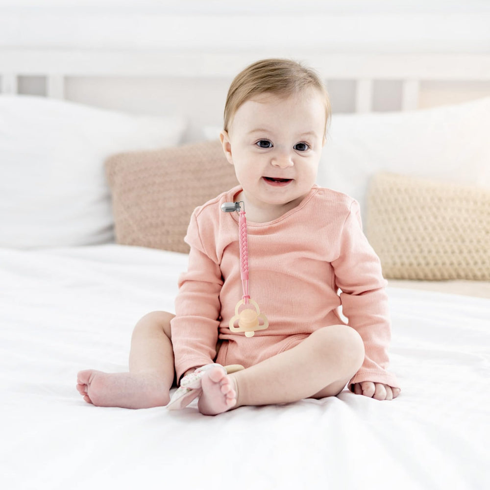 TenderBabe stainless steel clip with rounded edges protects clothing fabrics.