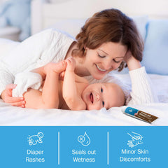 Diaper rash application with TenderGentle sealing out moisture for comfort