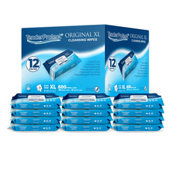 TenderProtect Original XL wipes in flip-top pack for easy one-handed cleansing.