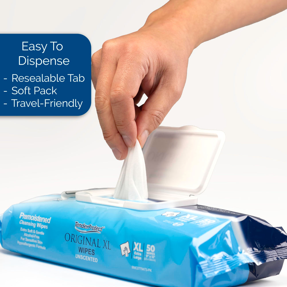 Fragrance-free TenderProtect label indicating skin-friendly design.
