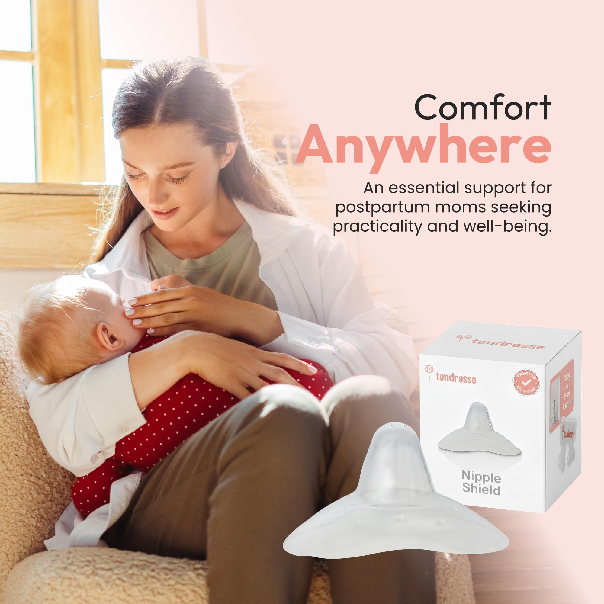 Tendresse two silicone shields in pack provide backup nursing options.