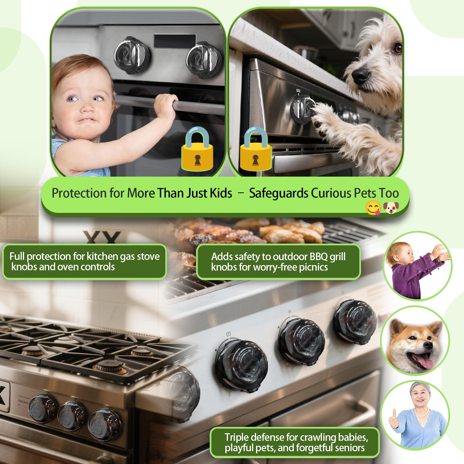 TENGYYY heat-resistant oven guards in action protecting knobs during cooking.