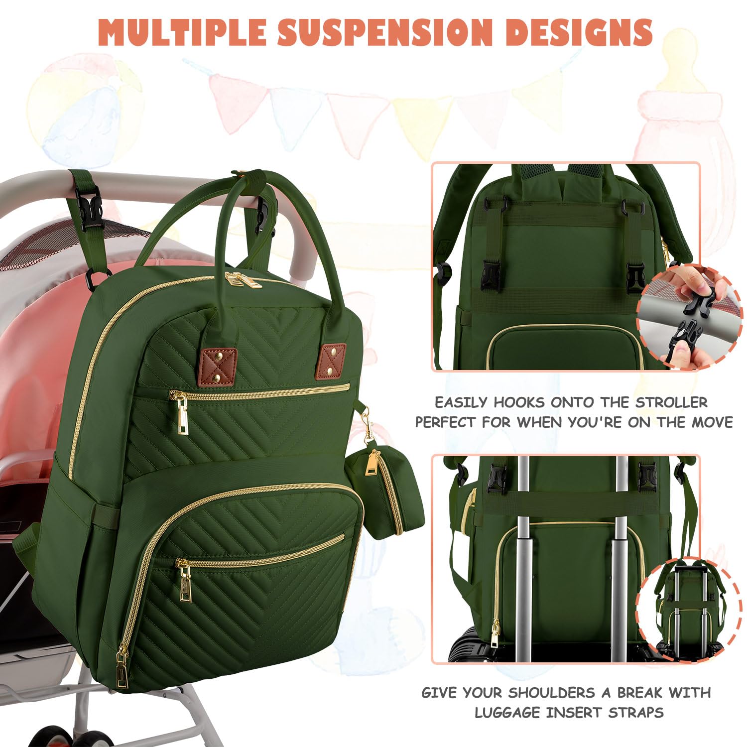 Tenot diaper backpack detachable pacifier case for small accessories.