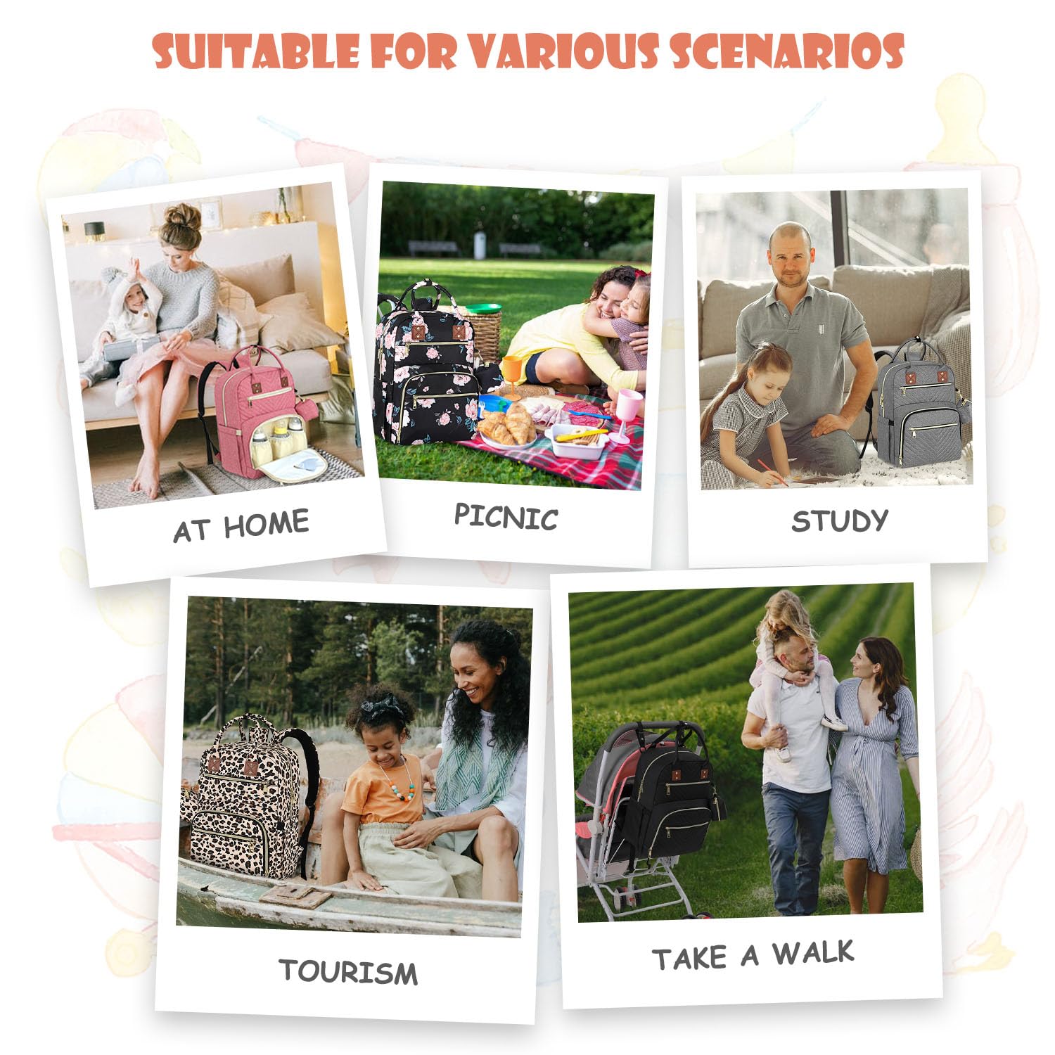 Tenot sunflower diaper bag material, durable water-resistant fabric built to last.