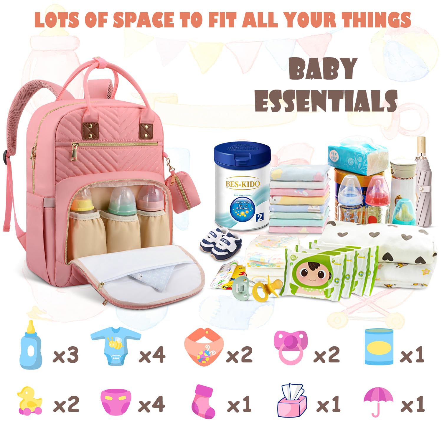 Tenot baby diaper bag backpack foldable changing pad for easy diaper changes.