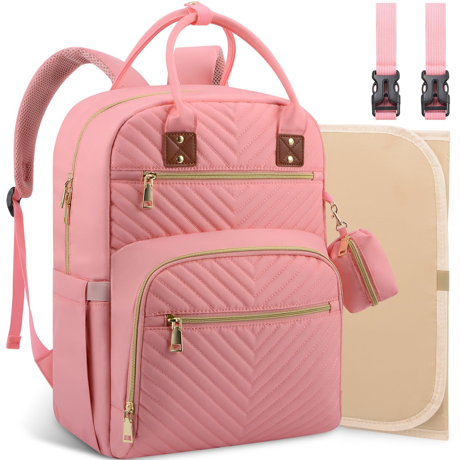 Tenot baby diaper bag backpack main compartment for quick access to essentials.