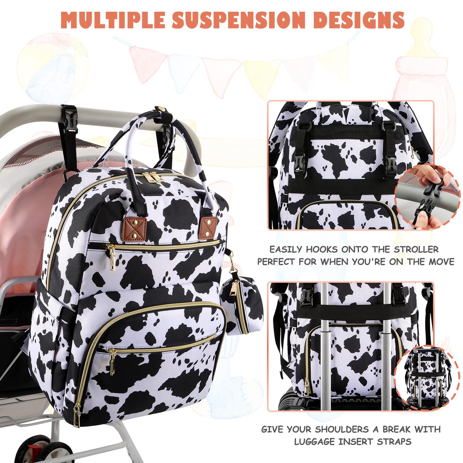 Tenot diaper bag backpack multiple pockets to organize diapers wipes and toys