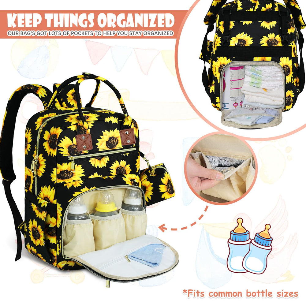 Tenot diaper bag backpack stroller straps, attachable for hands-free travel.
