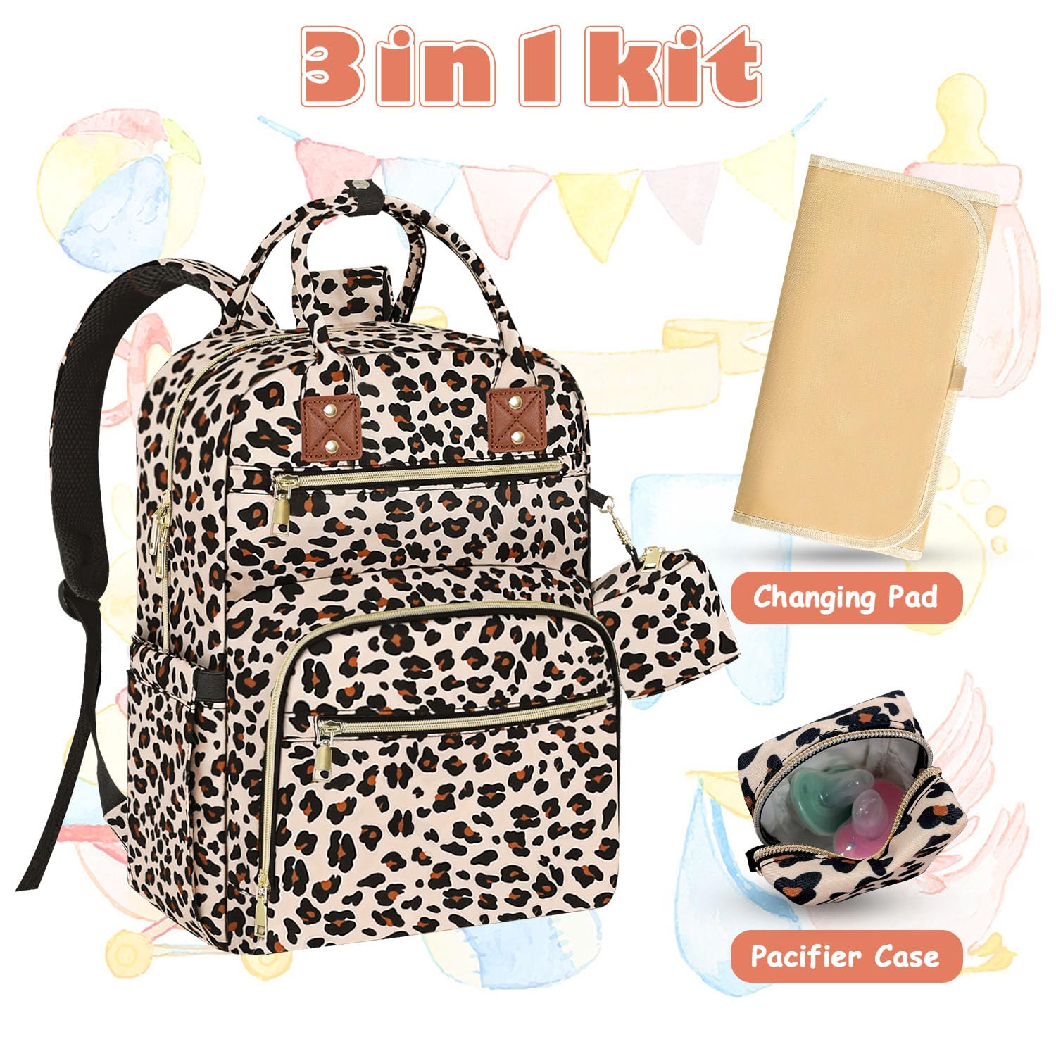Tenot diaper bag with stroller straps for secure hands-free outings.