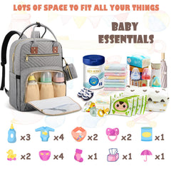 Tenot diaper bag backpack shows stroller straps for easy hands-free travel.