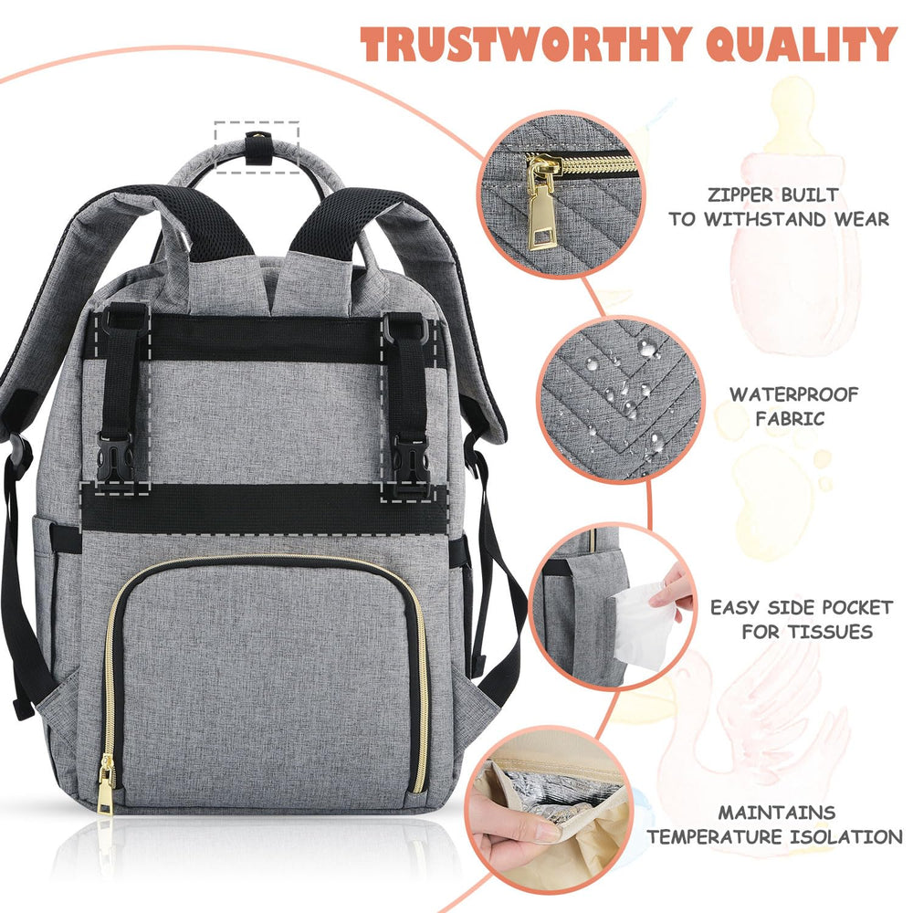 Tenot diaper bag backpack uses tear-resistant fabric for daily durability.