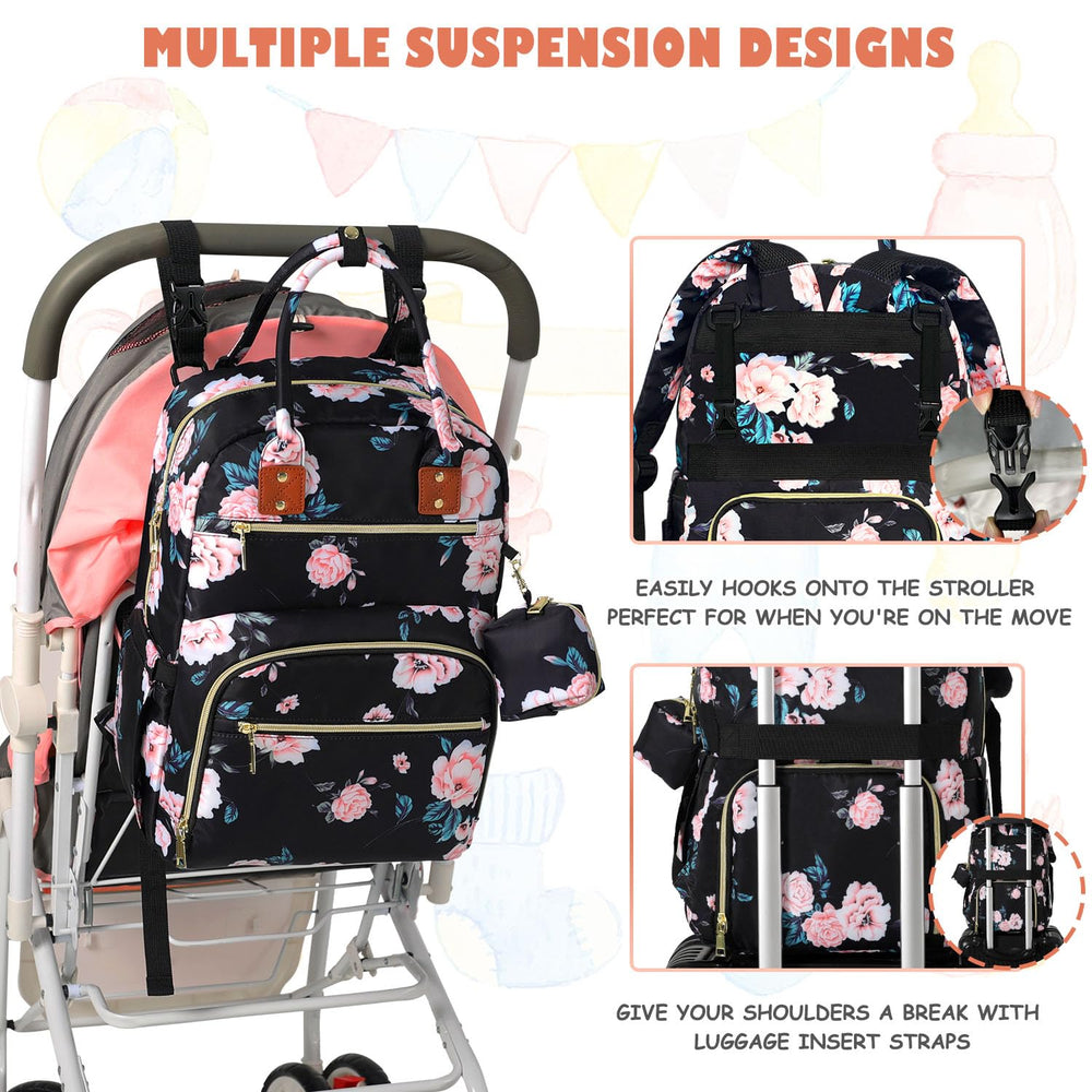 Tenot diaper backpack cushioned shoulder straps for comfortable all-day wear