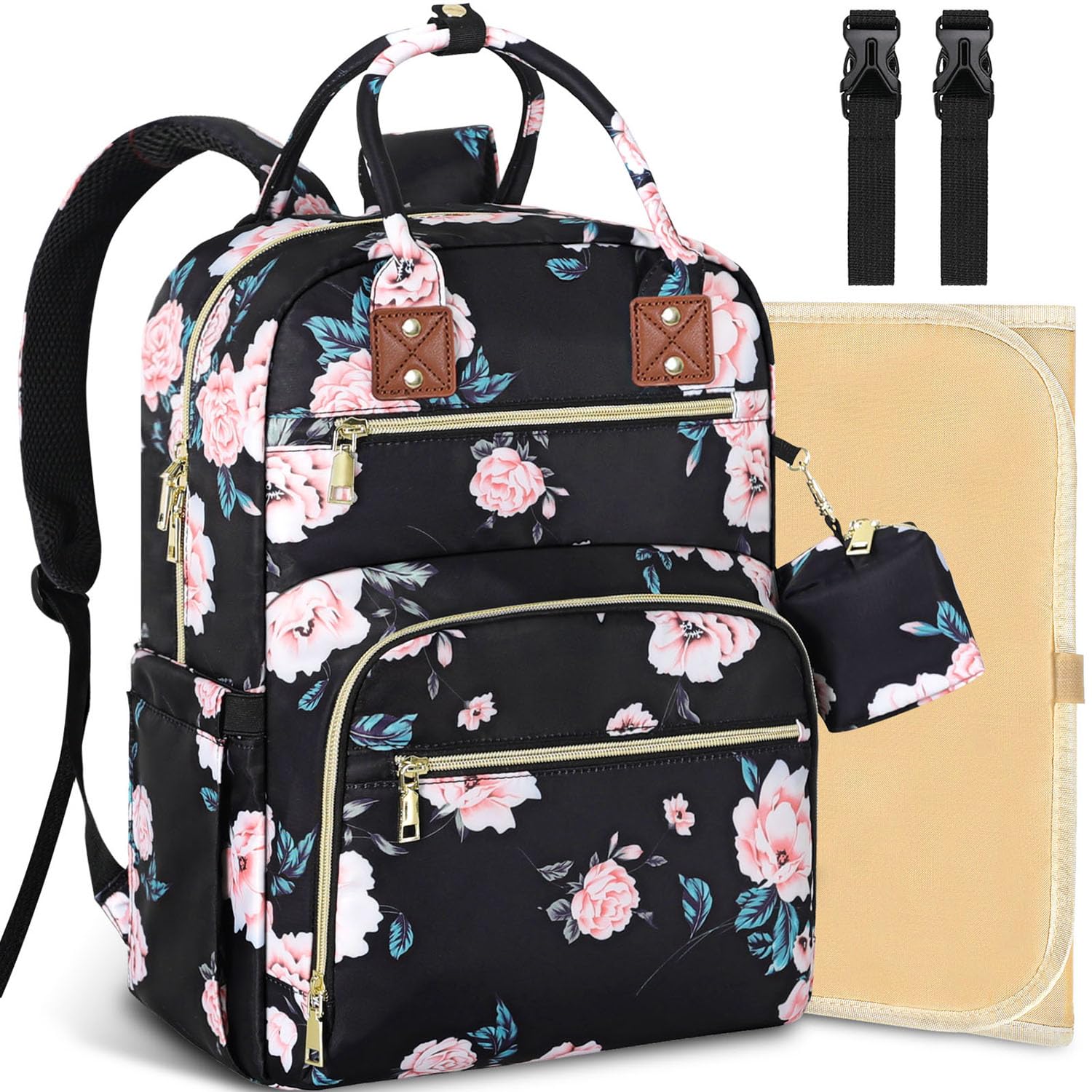 Tenot diaper backpack with a folding changing pad for easy on-the-go diaper changes