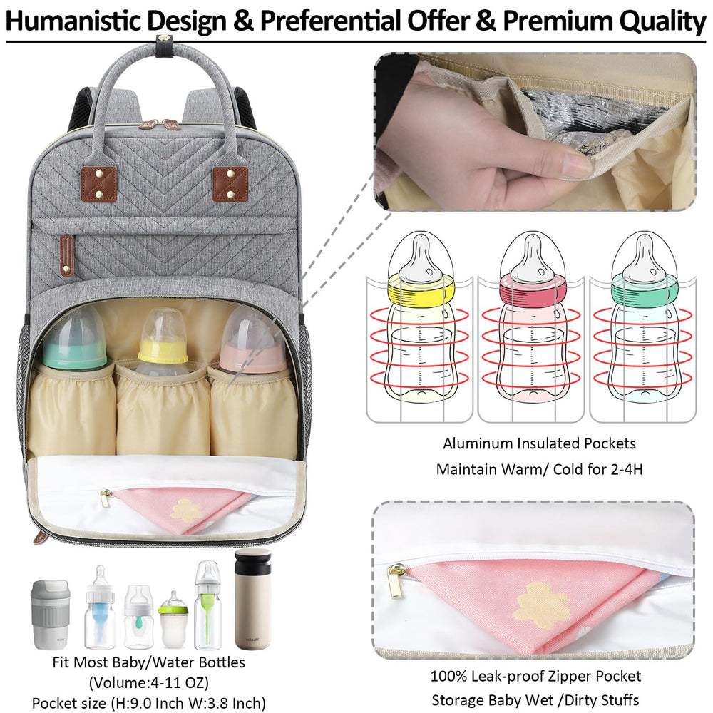 Tenot diaper bag with ten pockets for organized baby gear on the go.
