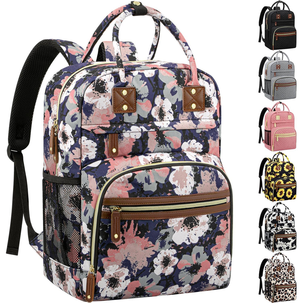 Tenot diaper bag backpack with floral pattern for stylish baby day trips