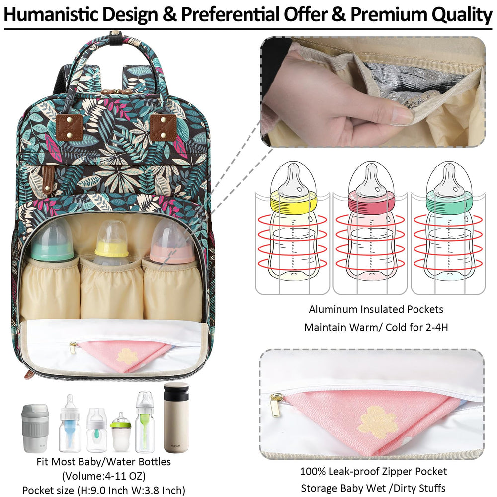 Tenot large-capacity diaper bag showing generous compartments for organizing baby essentials