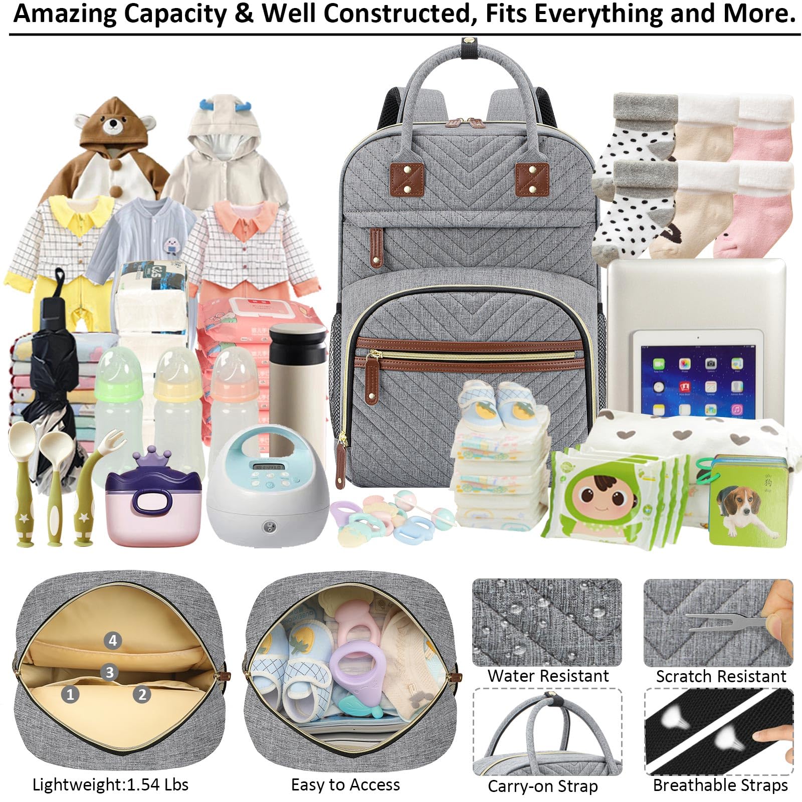 Tenot waterproof fabric protects belongings in rain and spills.