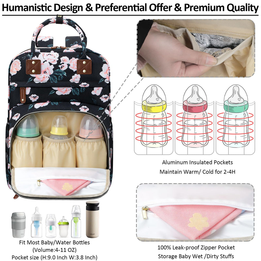 Tenot diaper bag insulated bottle pockets keep bottles warm or cool