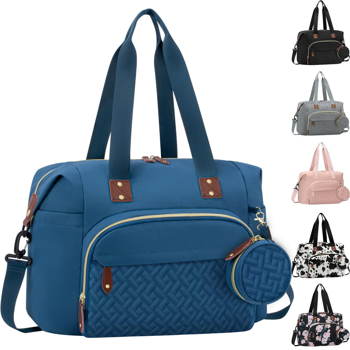 Tenot diaper bag tote with pacifier case for easy on-the-go organization.