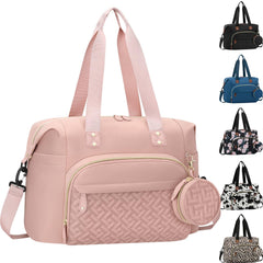 Tenot diaper bag tote in pink with a spacious main compartment.