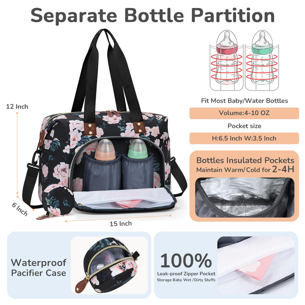 Tenot diaper bag tote with pram clip keeps the bag secure on a stroller