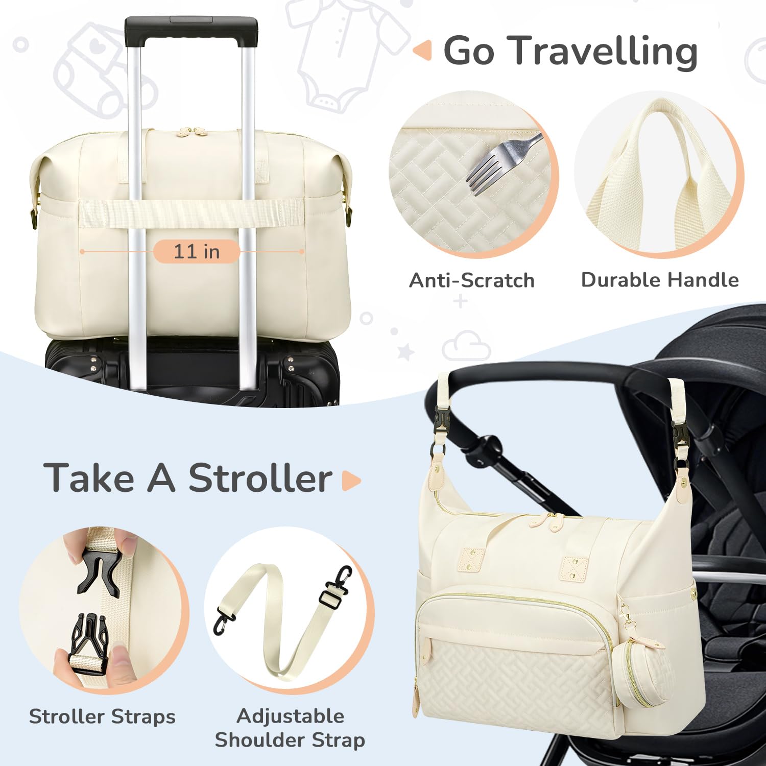 Tenot diaper bag tote waterproof fabric resists spills and daily wear