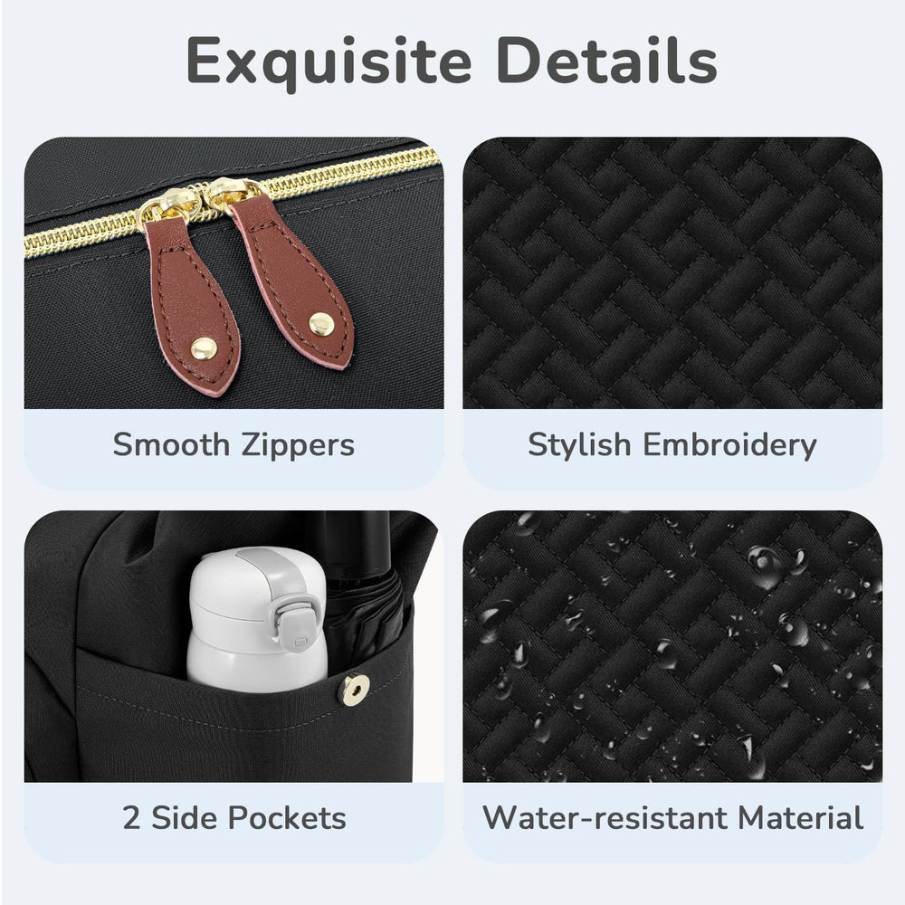 Tenot waterproof fabric resists spills during travel and daily use.