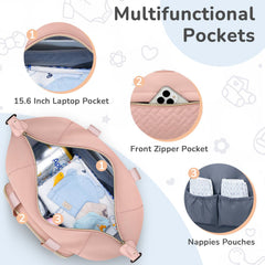 Tenot hands-free pram clip keeps the bag secure.