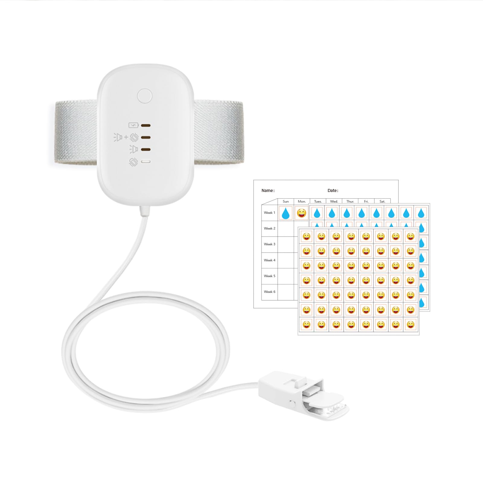 TENQIU bed wetting alarm with USB recharge for convenient overnight readiness.