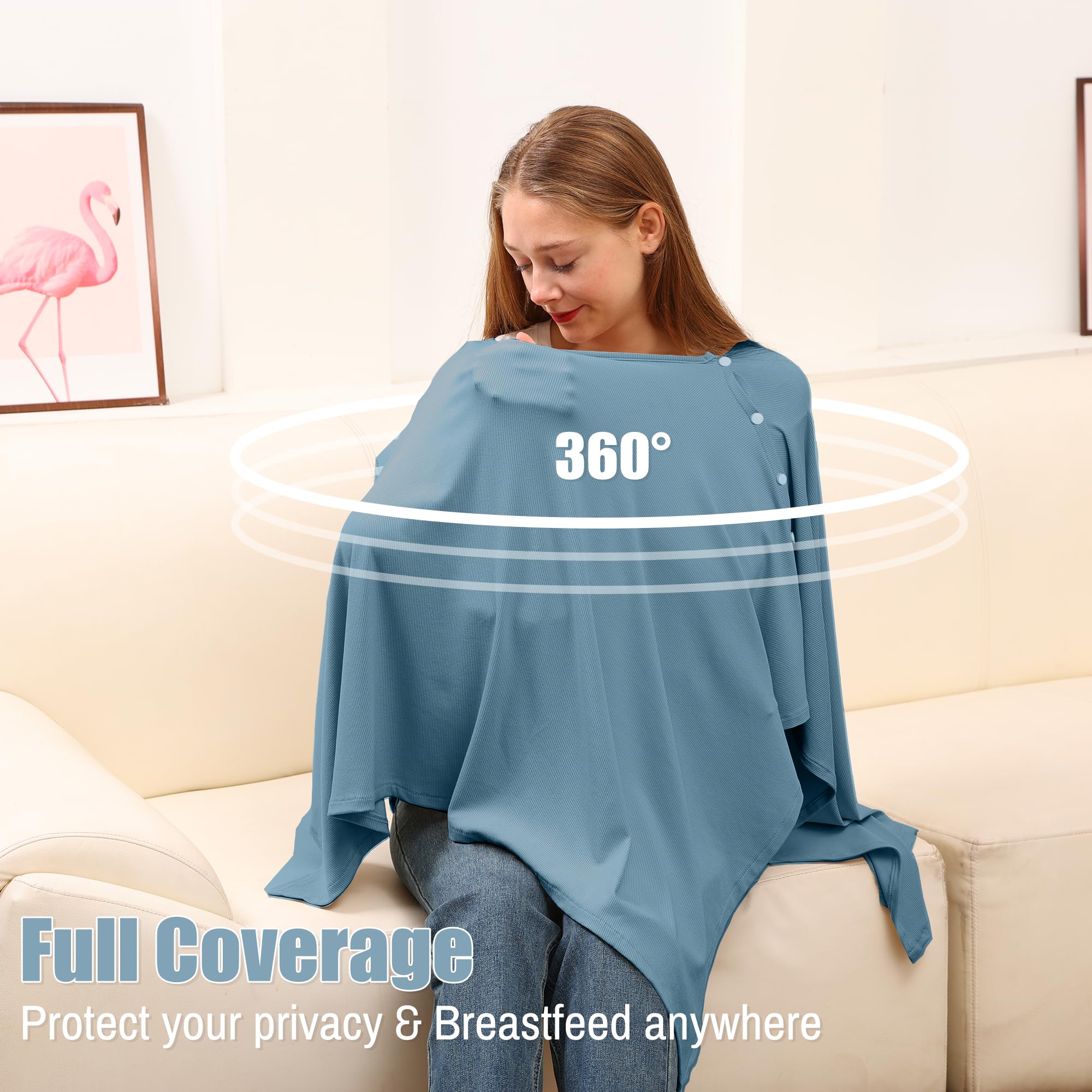 TENTIDE nursing cover shown as car seat canopy and sunshade for on-the-go.