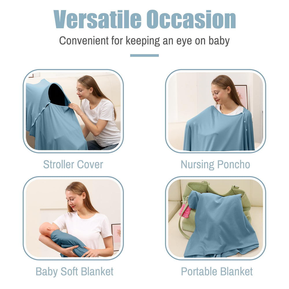 TENTIDE nursing cover folds compactly for diaper bag storage.