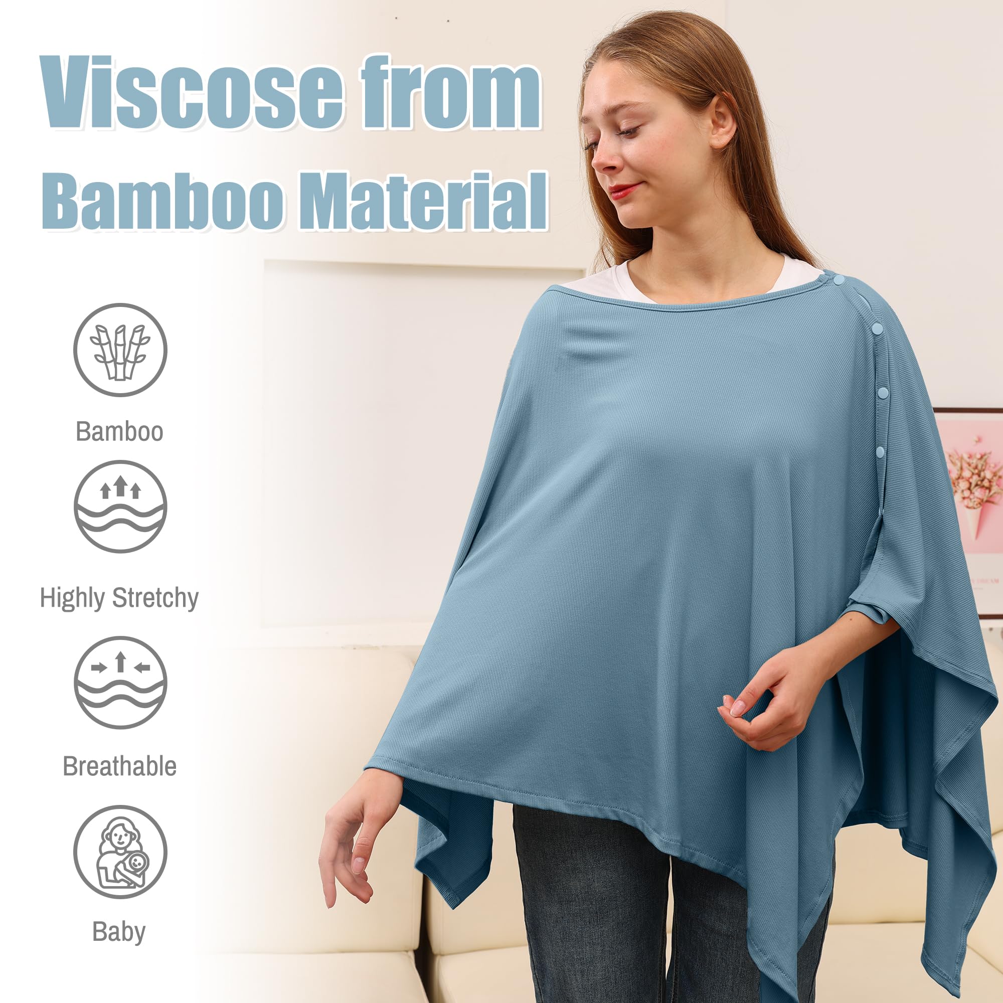 TENTIDE nursing cover with elastic neckline provides secure opening while you check baby.