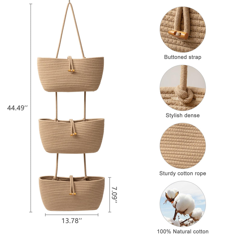 TeoKJ 3-Tier basket over the door in use storing cosmetics and tools.