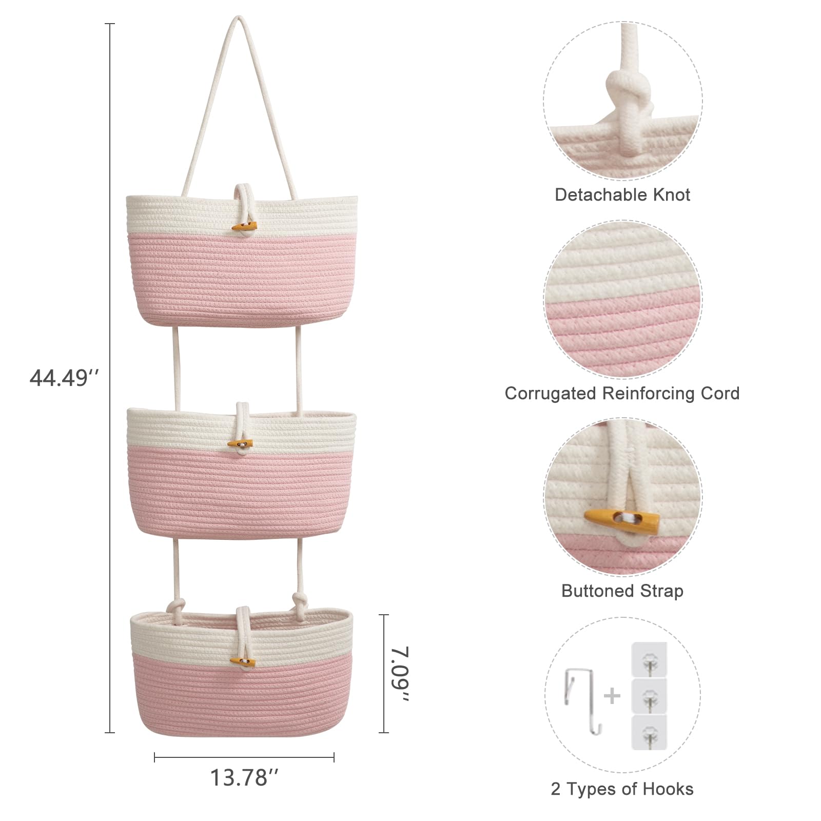 TeoKJ 3 tier cotton storage baskets neatly organize items