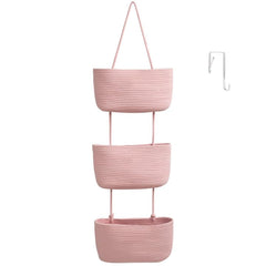 TeoKJ 3-tier pink hanging baskets for towels and toys.