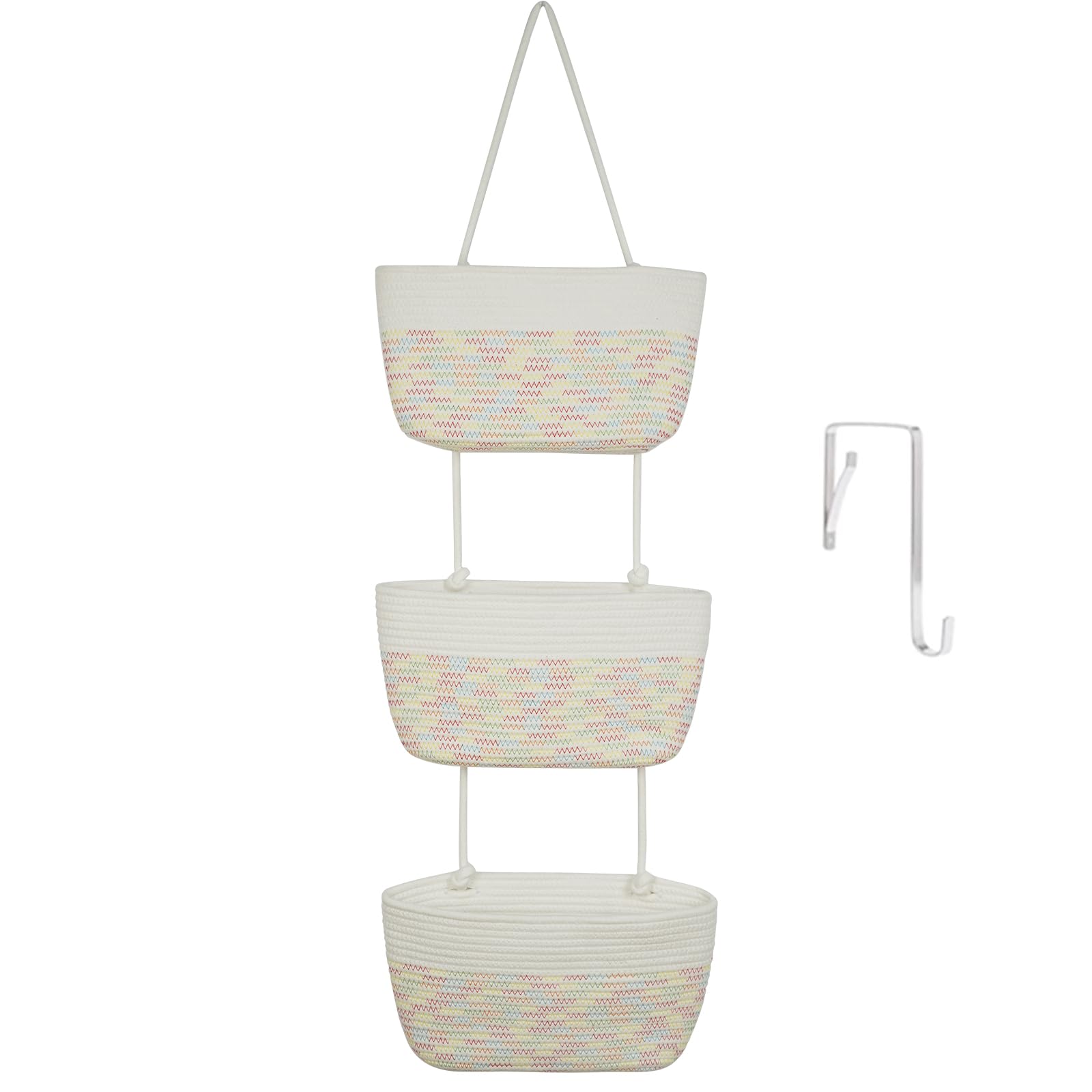 TeoKJ 3-tier cotton baskets over the door save space and organize.