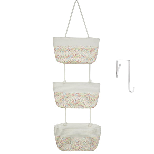 TeoKJ 3-tier cotton baskets over the door save space and organize.