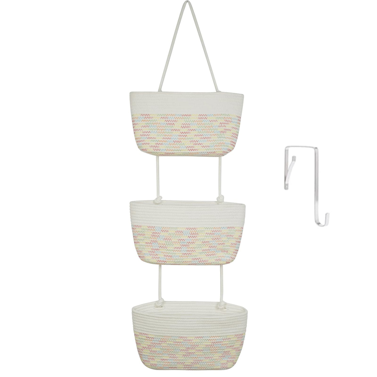TeoKJ 3-tier cotton baskets over the door save space and organize.