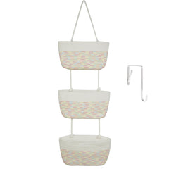 TeoKJ 3-tier cotton baskets over the door save space and organize.