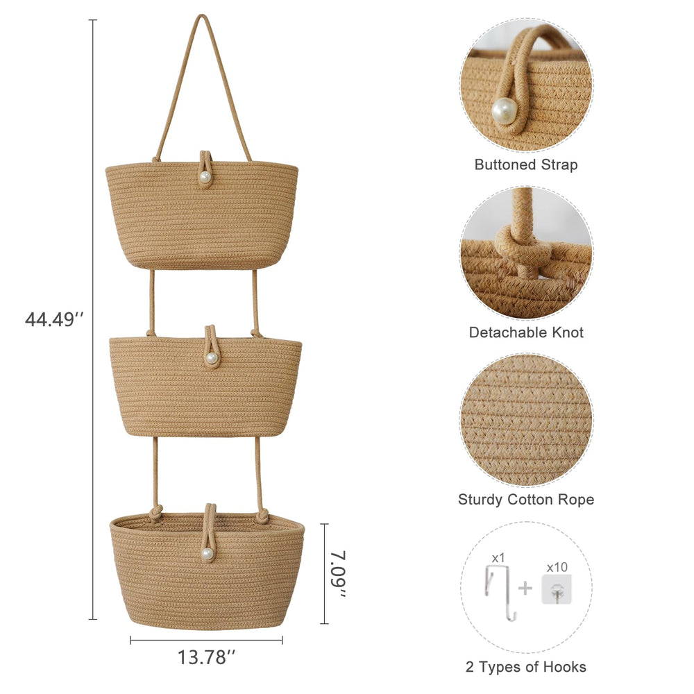 TeoKJ cotton rope baskets in dining room for clutter-free surfaces.