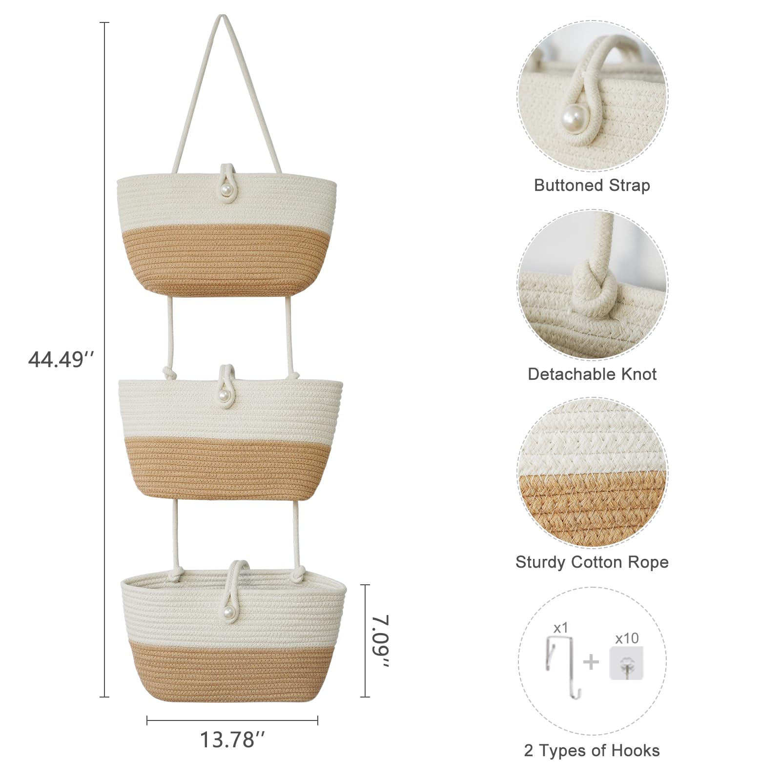 TeoKJ cotton rope wall organizer suited for nursery or kitchen storage