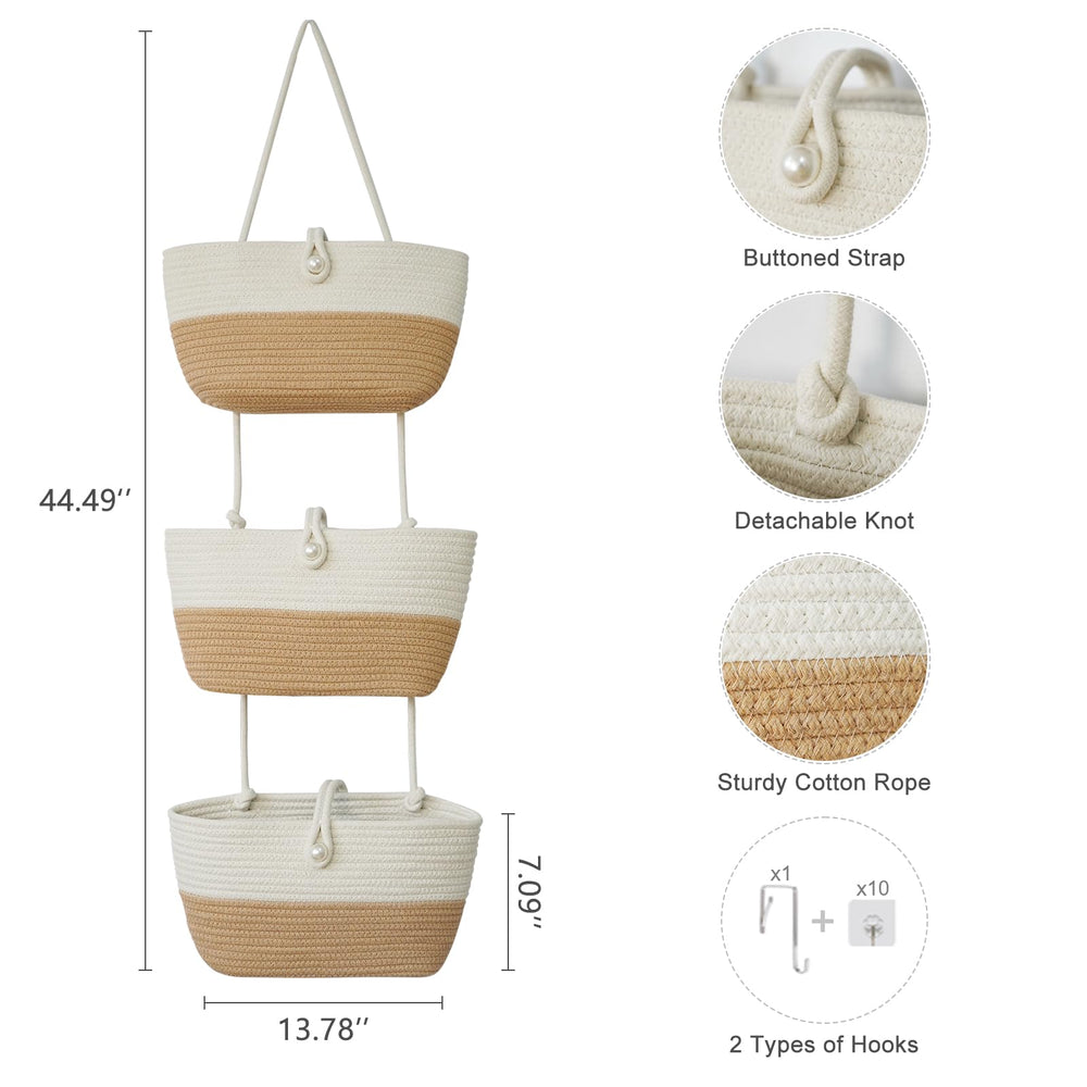 TeoKJ cotton rope wall organizer suited for nursery or kitchen storage