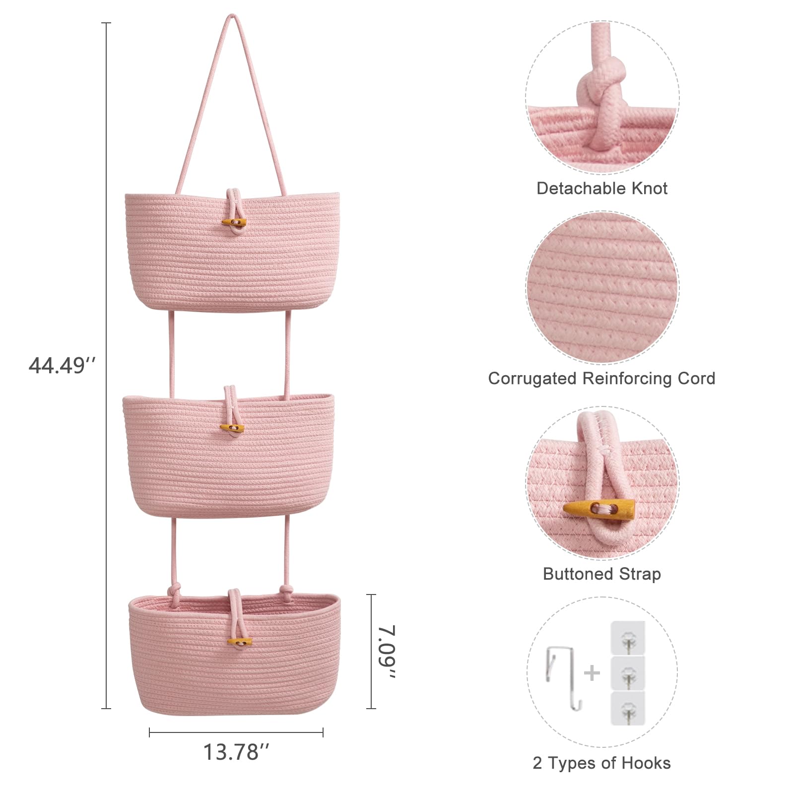 TeoKJ cotton woven basket hanging for nursery storage.