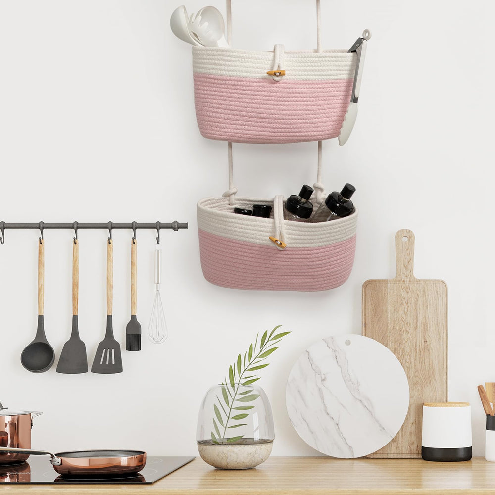 TeoKJ decorative scratch free baskets protect walls while organizing