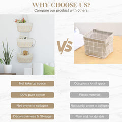 TeoKJ foldable cotton baskets fold flat when not in use.