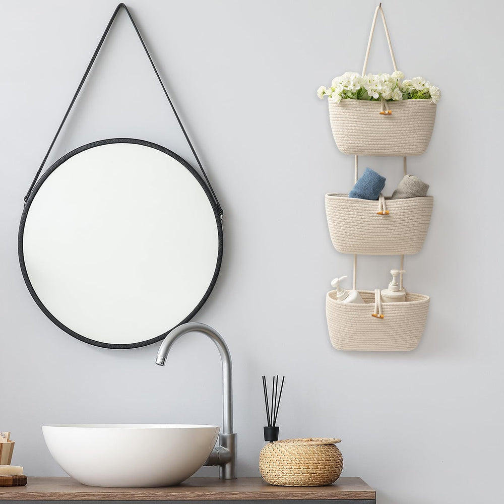 TeoKJ foldable cotton baskets for easy seasonal storage.