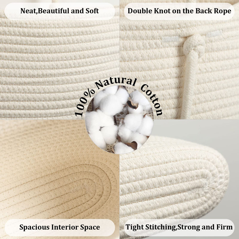 TeoKJ foldable cotton storage baskets save space when not in use